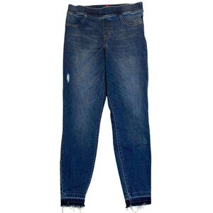 Spanx Women's Jeans Large Distressed Denim Skinny With Frayed Hem
